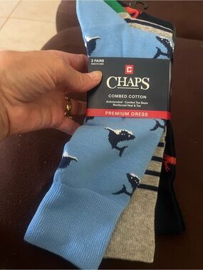 Chaps Combed Cotton Men’s 3 Pair Premium Dress Socks, Shoe Size 6-12-1/2, new